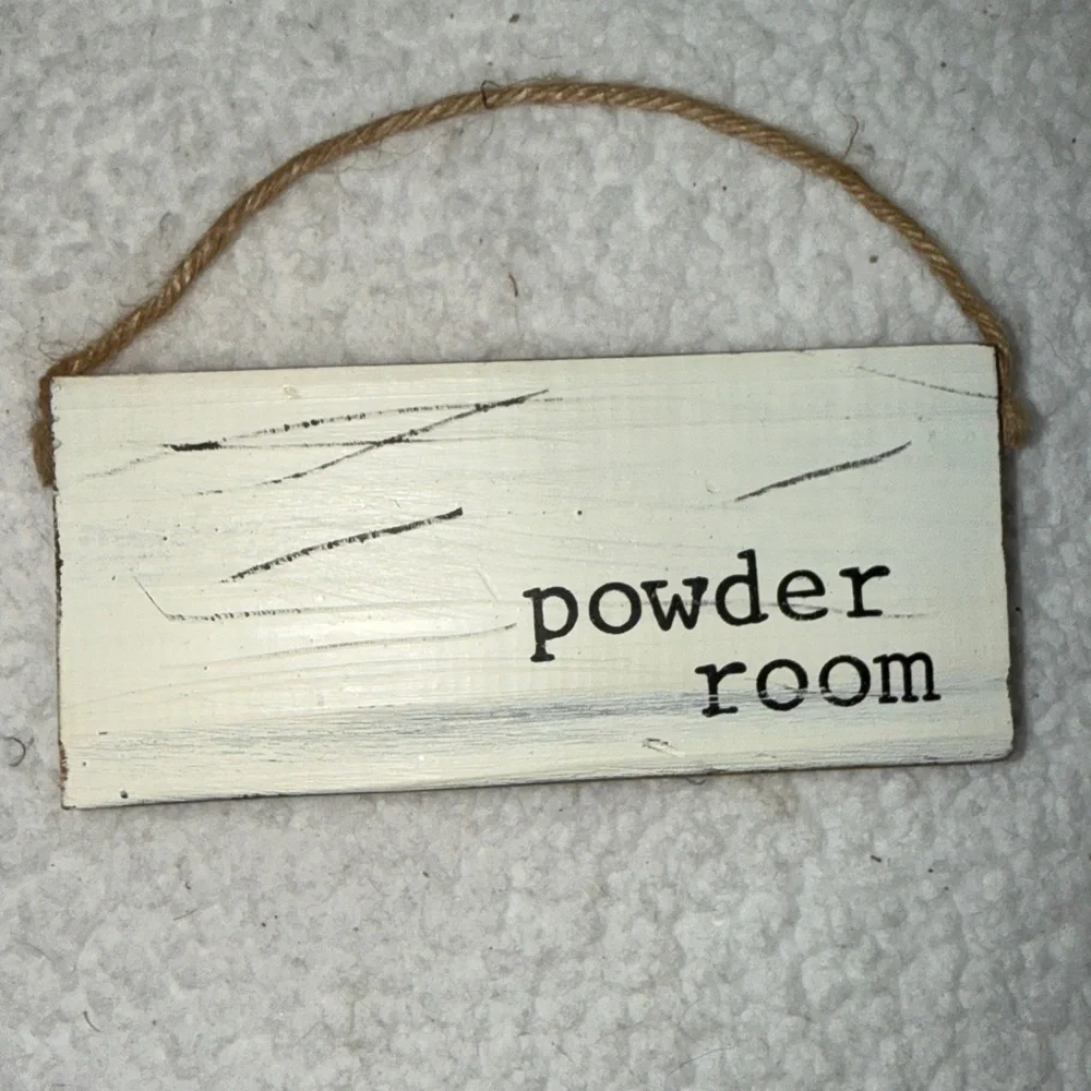 Mud Pie Rustic White Powder Room Sign Farmhouse Chic‎